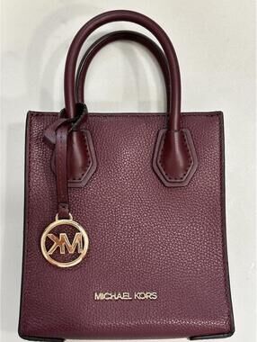 Michael Kors Mercer Extra-Small Pebbled Leather Crossbody Bag gold hardware